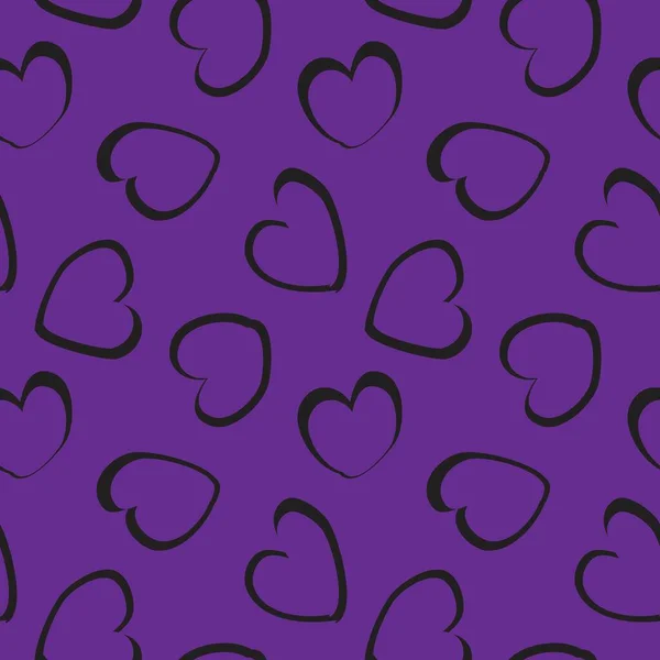Corazón Púrpura Forma Pincelada Sin Costuras Patrón Fondo Para Textiles — Archivo Imágenes Vectoriales