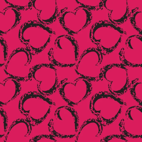 Purple Heart Shaped Brush Stroke Seamless Pattern Background Fashion Textiles — Stock Vector
