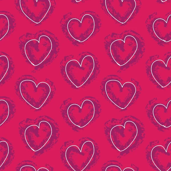 Corazón Púrpura Forma Pincelada Sin Costuras Patrón Fondo Para Textiles — Vector de stock