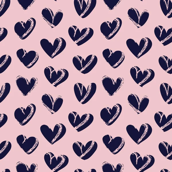 Ροζ Navy Καρδιά Σχήμα Πινέλο Εγκεφαλικό Επεισόδιο Απρόσκοπτη Μοτίβο Φόντο — Διανυσματικό Αρχείο