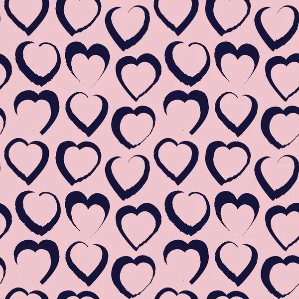 Pink Navy Hartvormige Penseelstreek Naadloze Patroon Achtergrond Voor Mode Textiel — Stockvector