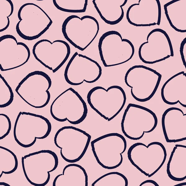 Ροζ Navy Καρδιά Σχήμα Πινέλο Εγκεφαλικό Επεισόδιο Απρόσκοπτη Μοτίβο Φόντο — Διανυσματικό Αρχείο