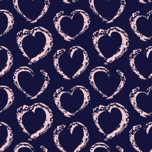 Pink Navy Heart Shaped Brush Stroke Seamless Pattern Background Fashion — Stock Vector