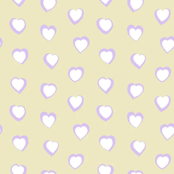 Pastel Heart Shaped Brush Stroke Seamless Pattern Background Fashion Textiles — Stock Vector