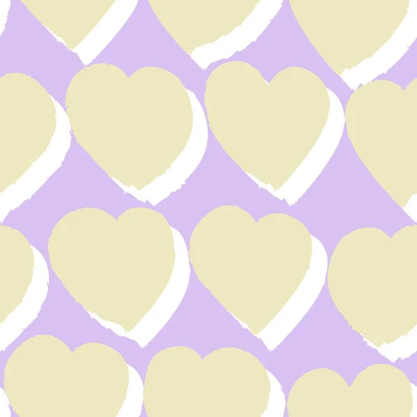 Pastel Heart Shaped Brush Stroke Seamless Pattern Background Fashion Textiles — Vector de stock