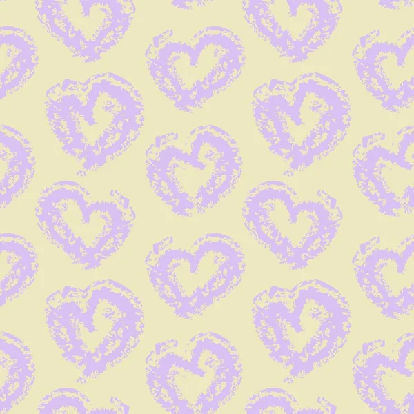 Pastel Heart Shaped Brush Stroke Seamless Pattern Background Fashion Textiles — Stock Vector