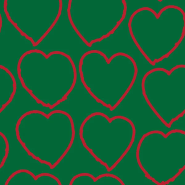 Christmas Heart Vormige Borstel Slag Naadloze Patroon Achtergrond Voor Mode — Stockvector