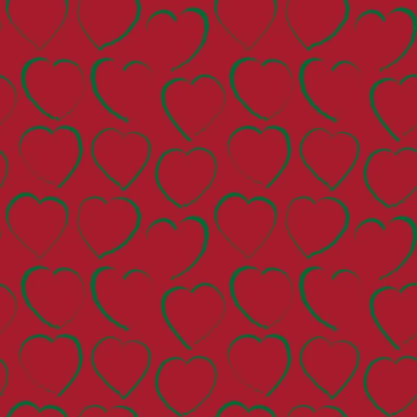 Christmas Heart Shaped Brush Stroke Seamless Pattern Background Fashion Textiles — Stock Vector