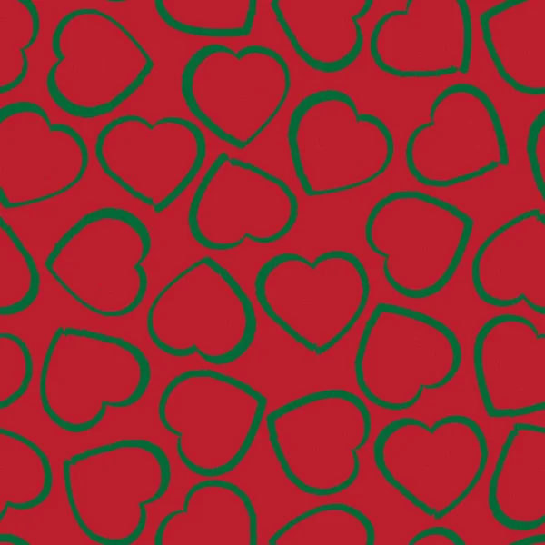 Christmas Heart Shaped Brush Stroke Seamless Pattern Background Fashion Textiles — Stock Vector