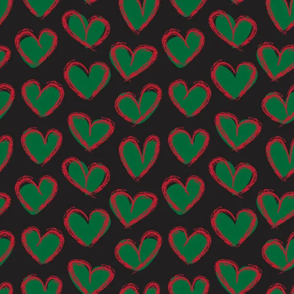 Navidad Corazón Forma Pincelada Sin Costuras Patrón Fondo Para Textiles — Vector de stock