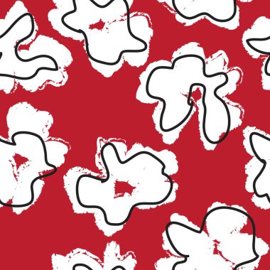 Moda baskıları, grafikler, arka planlar ve el sanatları için uygun kırmızı tropikal bitkisel bitki desenli arkaplan