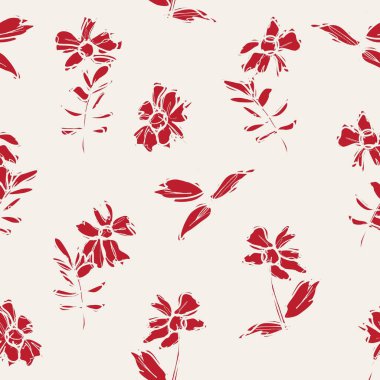 Moda baskıları, grafikler, arka planlar ve el sanatları için uygun kırmızı tropikal bitkisel bitki desenli arkaplan