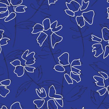 Moda baskıları, grafikler, arka planlar ve el sanatları için uygun mavi tropikal bitkisel bitki desenli arkaplan