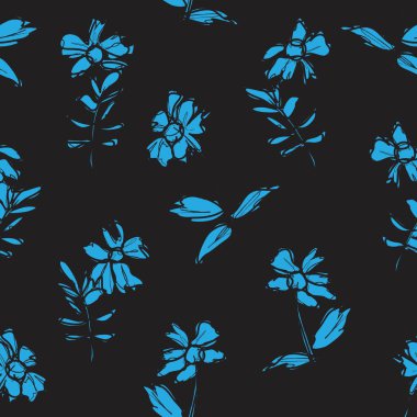 Moda baskıları, grafikler, arka planlar ve el sanatları için uygun mavi tropikal bitkisel bitki desenli arkaplan