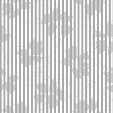 Moda tekstil ve grafikleri için çizgili arka planı olan siyah ve beyaz tropikal dikişsiz bitki deseni