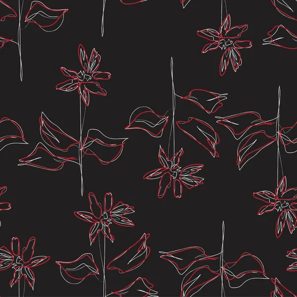 Rote Tropische Florale Botanische Nahtlose Muster Hintergrund Geeignet Für Modedrucke — Stockvektor