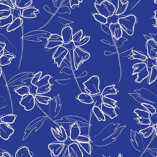 Fondo Patrón Sin Costuras Botánico Floral Tropical Azul Adecuado Para — Vector de stock