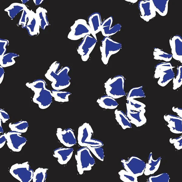 ファッションプリント グラフィック 背景や工芸品に適した青い熱帯植物シームレスなパターンの背景 — ストックベクタ
