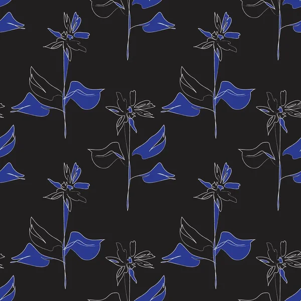 Blue Tropical Botanical Seamless Pattern Background Suitable Fashion Prints Graphics — стоковый вектор