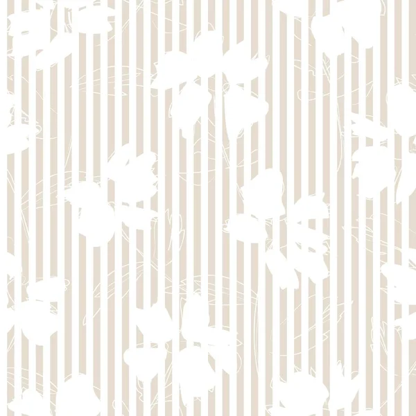 Brown Floral Patrón Botánico Tropical Sin Costuras Con Fondo Rayado — Vector de stock