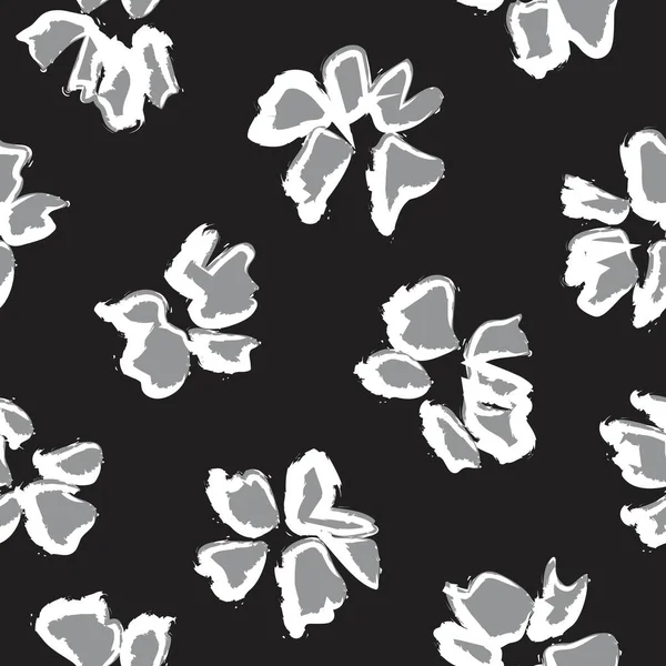 Fondo Patrón Sin Costuras Botánico Floral Blanco Negro Para Estampados — Vector de stock