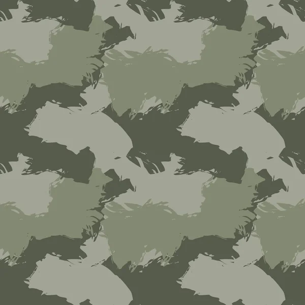Hijau Brush Stroke Camouflage Abstrak Berjahit Pola Latar Belakang Yang - Stok Vektor