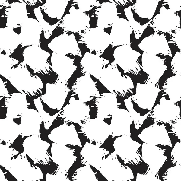 Schwarz Weiß Pinselstrich Camouflage Abstrakte Nahtlose Muster Hintergrund Geeignet Für — Stockvektor