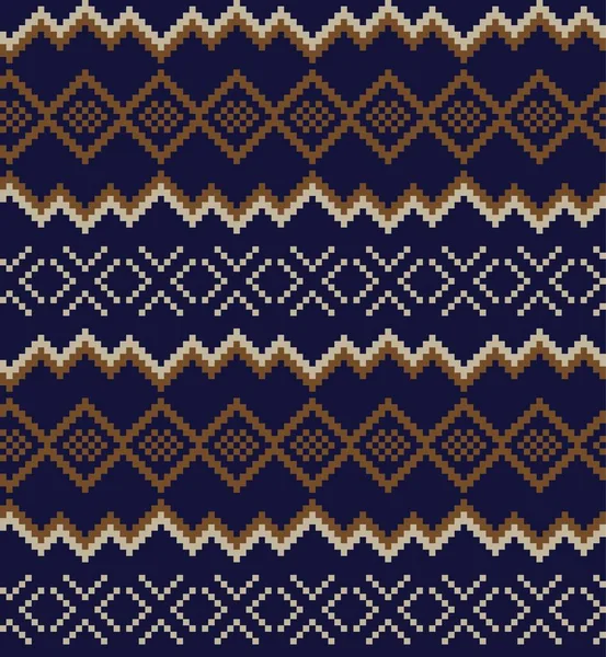 Brown Christmas Fair Isle Background Fashion Textiles Knitwear Graphics — стоковий вектор