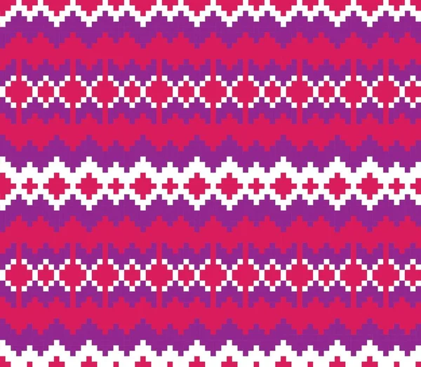 Purple Christmas Fair Isle Mönster Bakgrund För Mode Textilier Stickade — Stock vektor