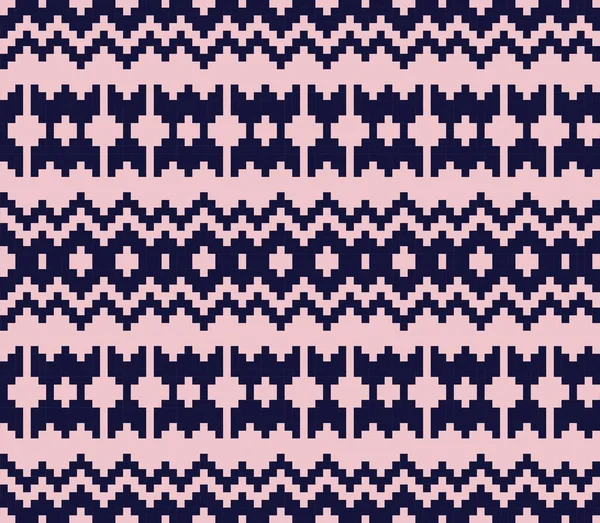 Pink Navy Christmas Fair Isle Mönster Bakgrund För Mode Textilier — Stock vektor