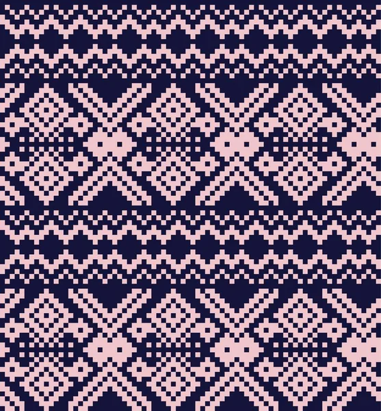 Pink Navy Christmas Fair Isle Mönster Bakgrund För Mode Textilier — Stock vektor