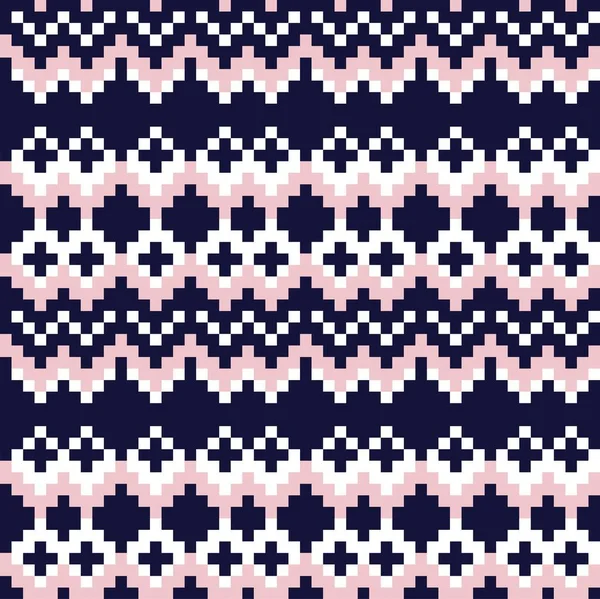 ピンクネイビーファッションテキスタイル ニットウェア グラフィックのためのクリスマスフェア島のパターンの背景 — ストックベクタ