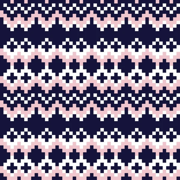 Pink Navy Christmas Fair Isle Mönster Bakgrund För Mode Textilier — Stock vektor