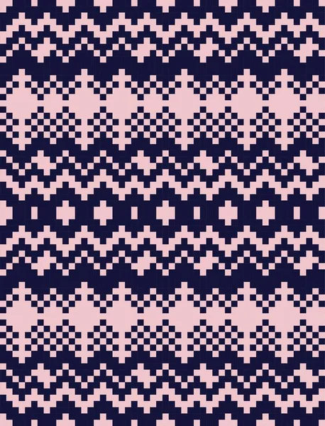 Pink Navy Weihnachtsmarkt Insel Muster Hintergrund Für Modetextilien Strickwaren Und — Stockvektor