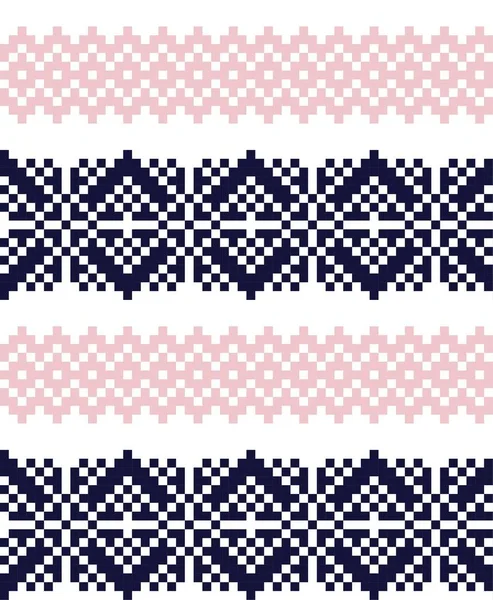 Pink Navy Christmas Fair Isle Mönster Bakgrund För Mode Textilier — Stock vektor