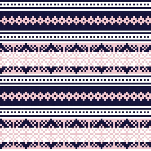 Pink Navy Christmas Fair Isle Mönster Bakgrund För Mode Textilier — Stock vektor