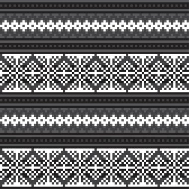 Moda tekstil, örgü ve grafikleri için Siyah ve Beyaz Noel adası şablonu