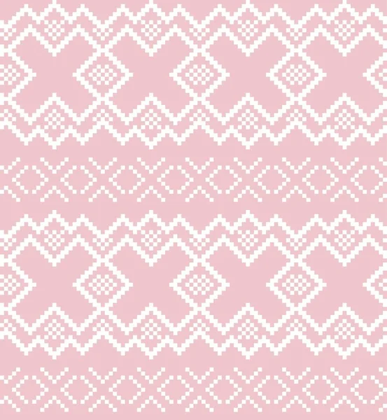 Рожевий Флот Різдвяний Ярмарок Острівний Візерунок Модного Текстилю Трикотажу Графіки — стоковий вектор