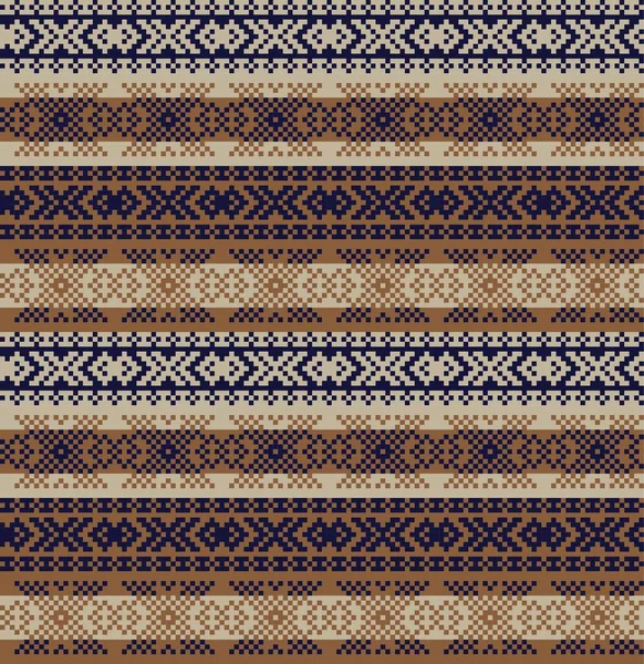 Brown Christmas Fair Isle Background Fashion Textiles Knitwear Graphics — стоковий вектор