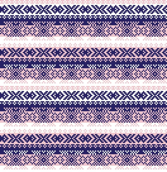 Pink Navy Christmas Fair Isle Mönster Bakgrund För Mode Textilier — Stock vektor