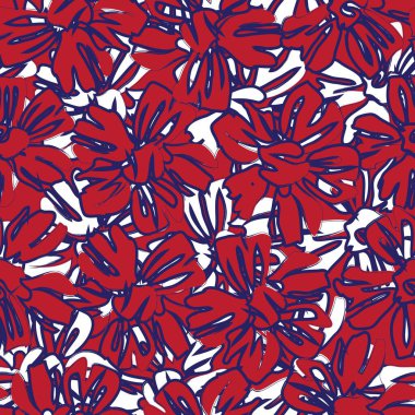 Moda baskıları, grafikler, arka planlar ve el sanatları için uygun kırmızı tropikal bitkisel bitki desenli arkaplan