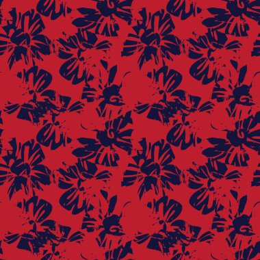 Moda baskıları, grafikler, arka planlar ve el sanatları için uygun kırmızı tropikal bitkisel bitki desenli arkaplan