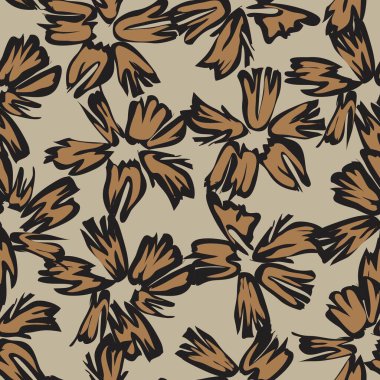 Kahverengi Taupe bitkisel bitki örtüsü desensiz arka plan moda baskıları, grafikler, arka planlar ve el sanatları için uygun