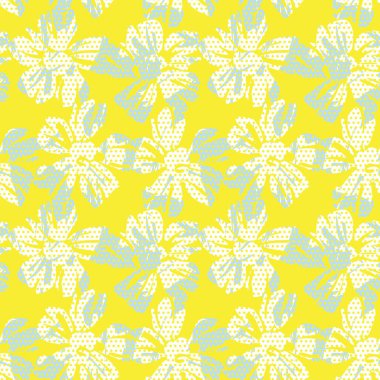 Sarı çiçekli tropikal botanik desensiz moda tekstil ve grafikleri için noktalı arkaplan