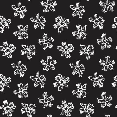 Moda baskıları, grafikler, arka planlar ve el sanatları için siyah ve beyaz bitkisel desenler