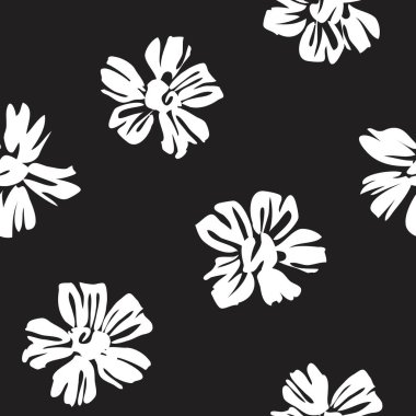 Moda baskıları, grafikler, arka planlar ve el sanatları için siyah ve beyaz bitkisel desenler