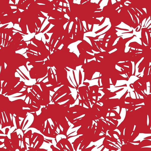 Rosso Tropicale Floreale Botanico Senza Cuciture Modello Sfondo Adatto Stampe — Vettoriale Stock