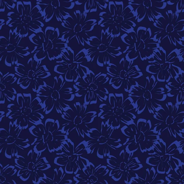 Azul Tropical Floral Botânico Sem Costura Fundo Padrão Adequado Para — Vetor de Stock