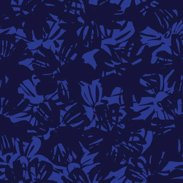 Azul Tropical Floral Botânico Sem Costura Fundo Padrão Adequado Para —  Vetores de Stock