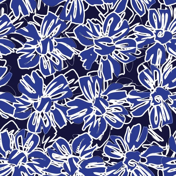 Bleu Tropical Floral Botanique Fond Motif Sans Couture Adapté Pour — Image vectorielle